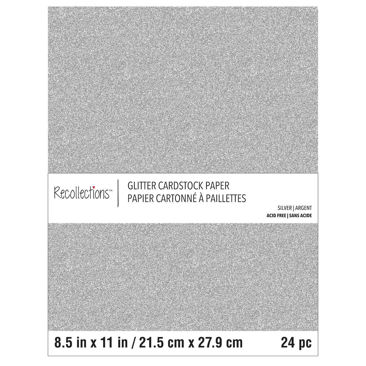 Silver Glitter 8.5&#x22; x 11&#x22; Cardstock Paper by Recollections&#x2122;, 24 Sheets